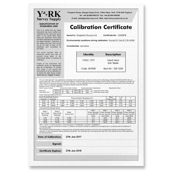 Measuring Wheel Calibration Certificate